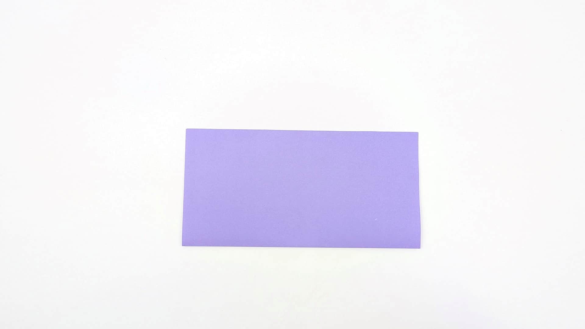 Fold the paper in half horizontally — bring the top edge down to the bottom edge — to form a landscape rectangle. Crease firmly.