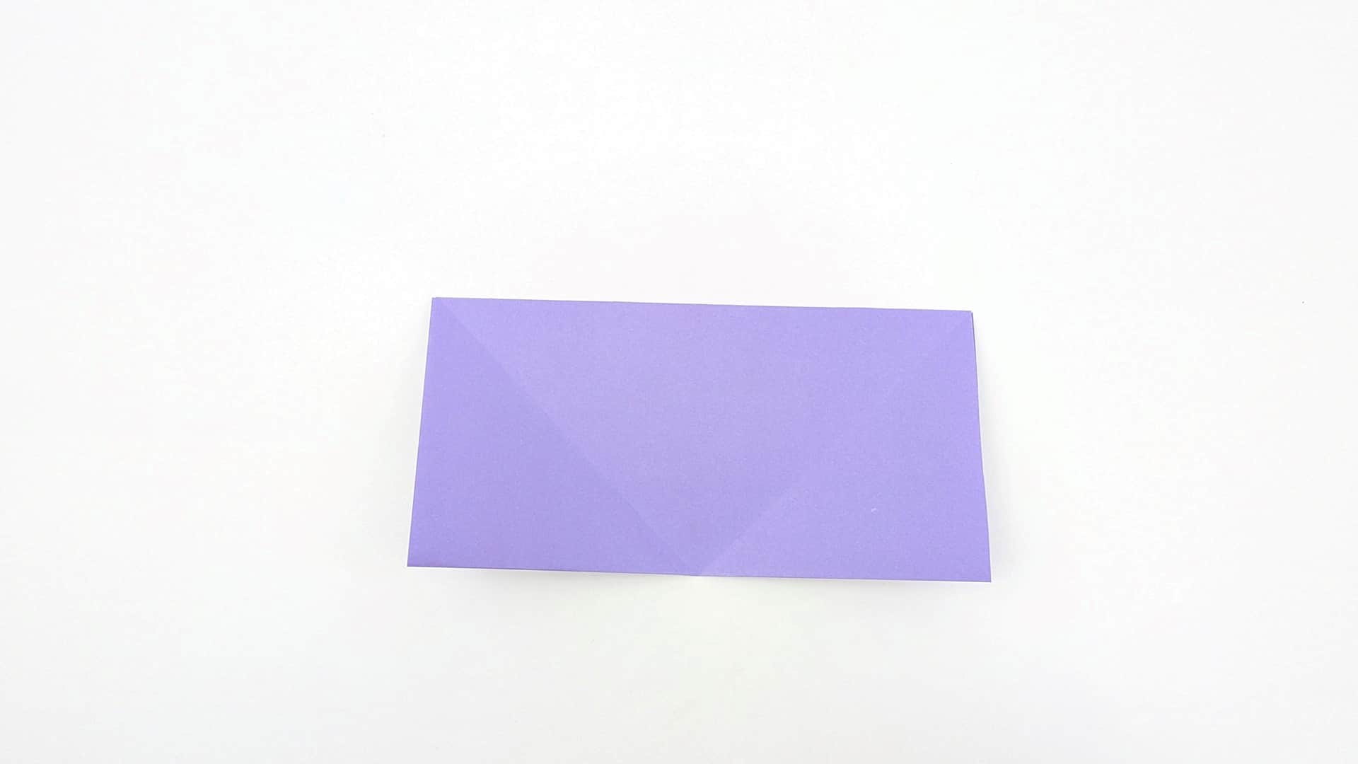 Unfold back to the rectangle. The diagonal crease lines form an X or V pattern across the paper — these are your guide creases.