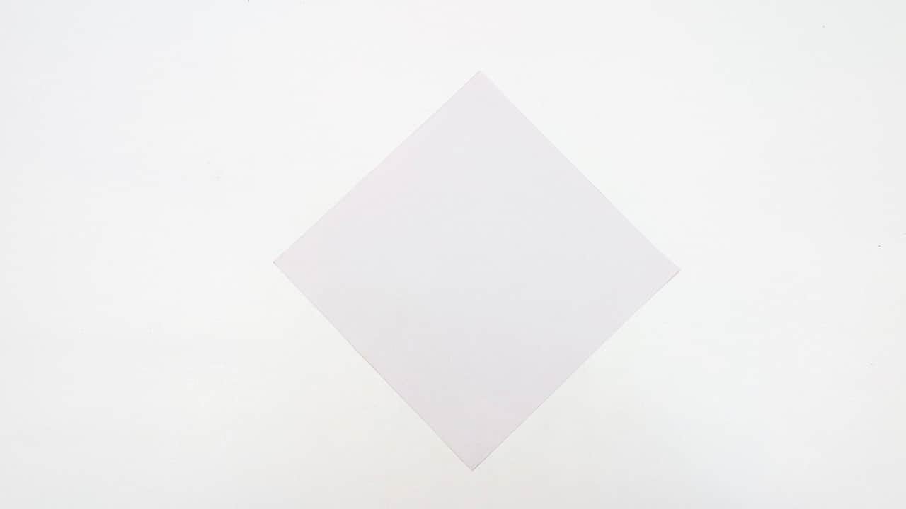 Fold the paper in half diagonally from bottom to top to make a triangle. Crease firmly.