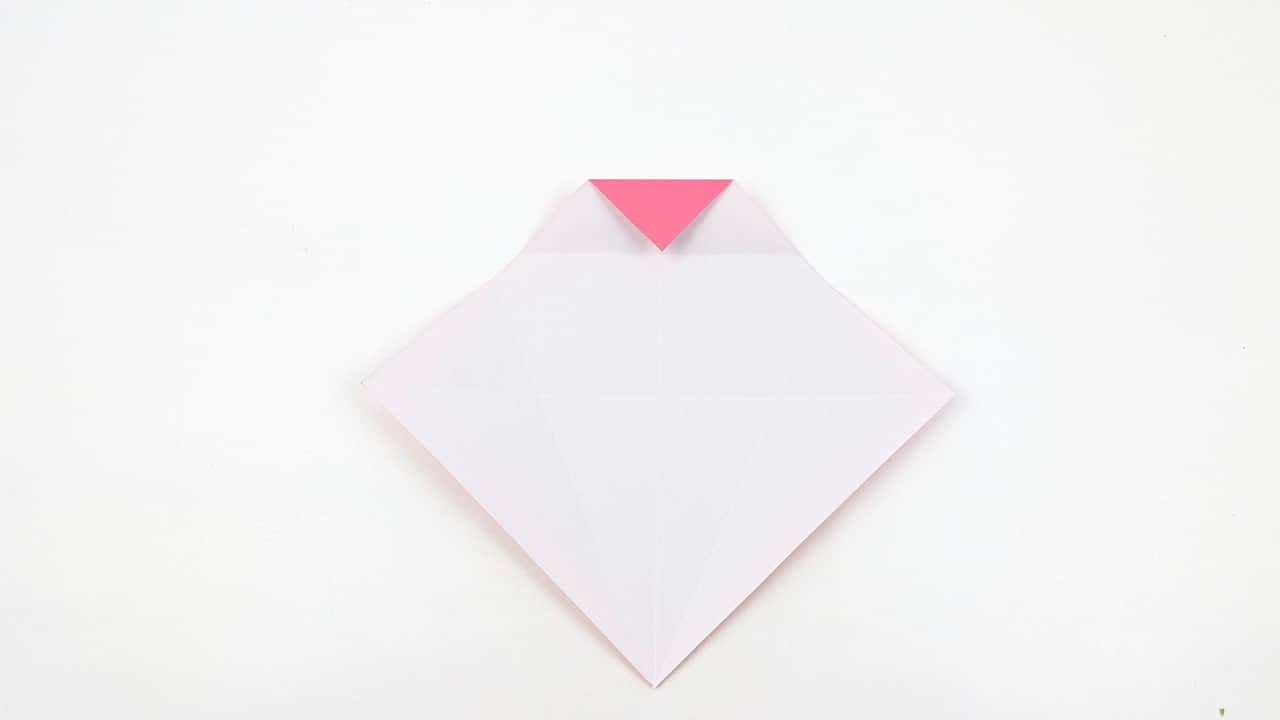 Crease the fold sharply across the full width of the top section.