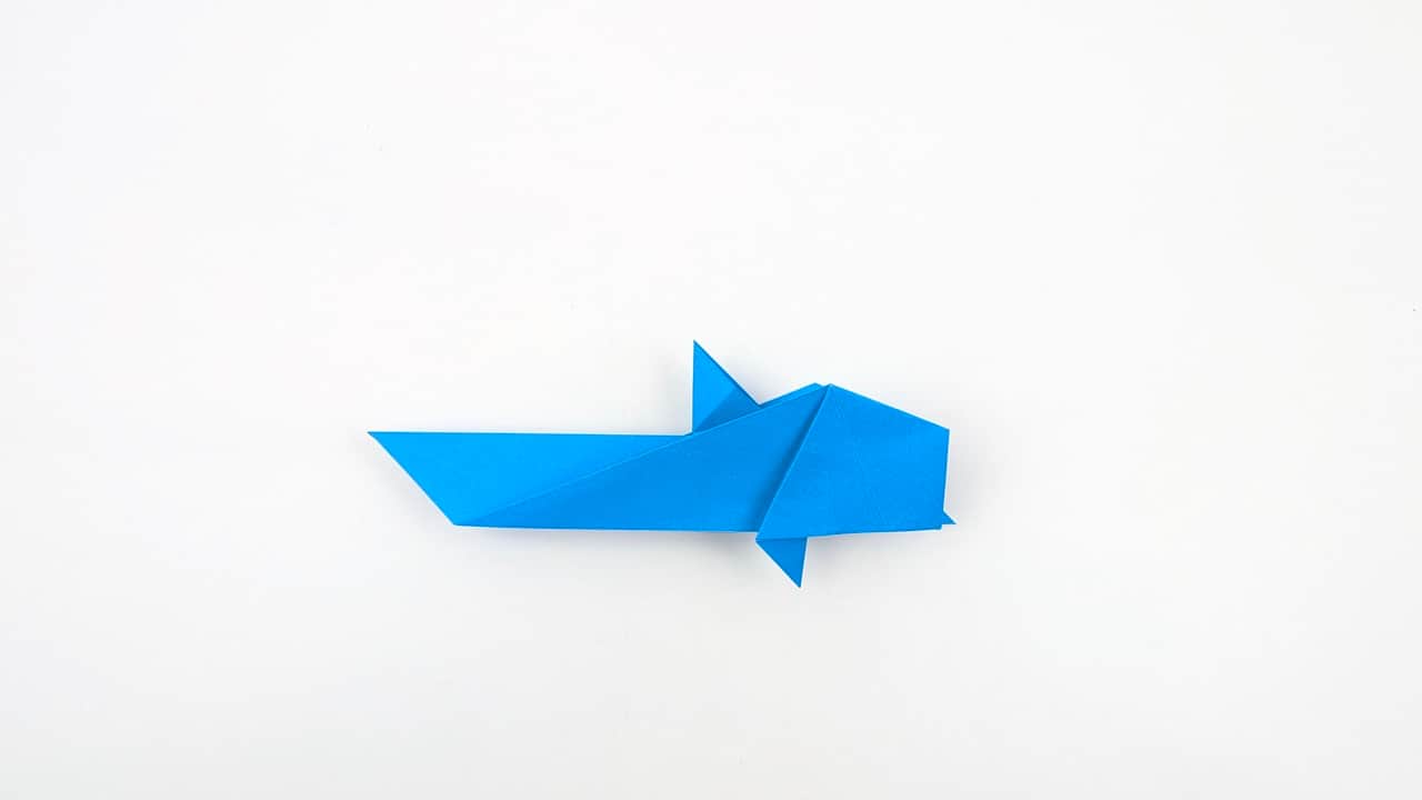 Crease both pectoral fins at the same angle so the shark looks balanced.