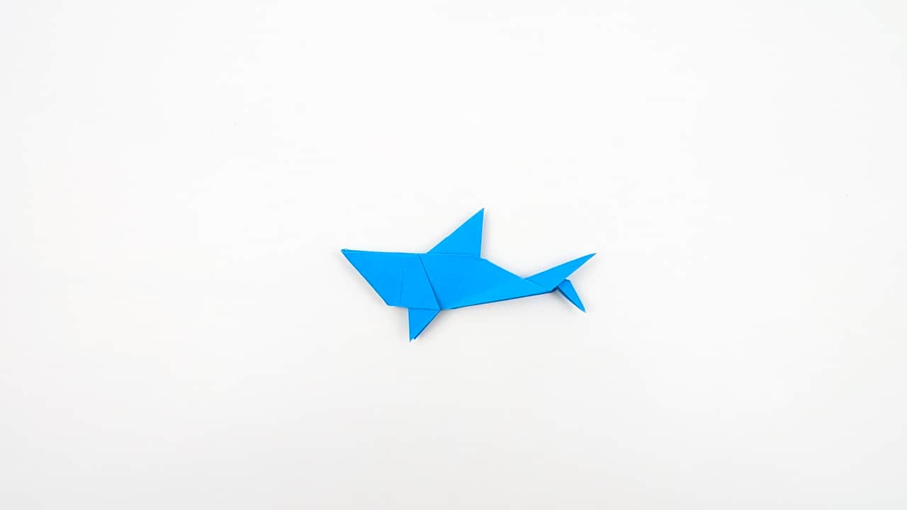 Make any final refinements — pinch the nose sharper, adjust the dorsal fin angle, and confirm the pectoral fins are even on both sides.